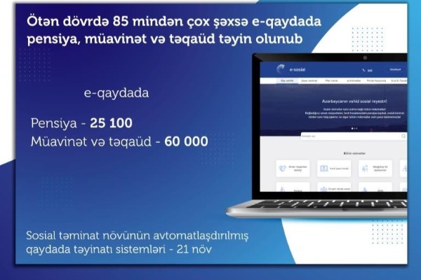 85 mindən çox şəxsə elektron qaydada pensiya, müavinət və təqaüd təyin olunub