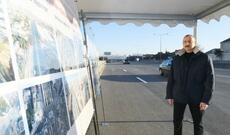 Prezident beynəlxalq nəqliyyat dəhlizinin tərkib hissəsi olan yeni yolun açılışında içtirak edib