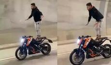 Motosikletlə akrobatik hərəkətlər edən sürücü tutuldu