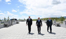 Prezident İlham Əliyev Füzuli rayonunda Köndələnçay su anbarları kompleksinin təmir-bərpadan sonra açılışında iştirak edib