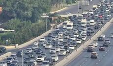 Bakının bir sıra yollarında sıxlıq var - SİYAHI