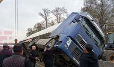 Dağıstan TIR-ı Masallıda aşdı, yol bağlandı