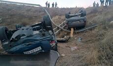 Tovuzda avtomobillər toqquşaraq körpüdən aşdı: yaralılar var