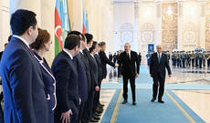 Azərbaycan Prezidenti İlham Əliyevin Astanada rəsmi qarşılanma mərasimi olub