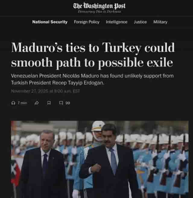 Amerika mediasının məlumatına görə, Maduronun Türkiyəyə sürgünə göndərilə biləcəyi ilə bağlı fərziyyələr geniş yayılıb