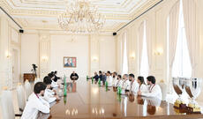 Prezident İlham Əliyev Avropa çempionatında komanda hesabında çempion olan güləşçiləri qəbul edib