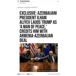 Donald Tramp Azərbaycan Prezidentinin fikirlərinin yer aldığı məqaləni paylaşıb