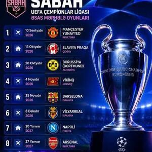 “Sabah”ın oyunlarının təqvimi - Çempionlar Liqası