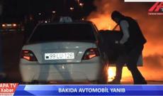 Aeroport yolunda avtomobil qəfildən yandı (VİDEO)