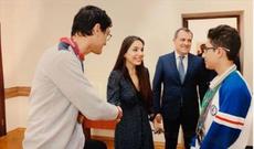 Leyla Əliyeva olimpiada qalibləri ilə görüşdü