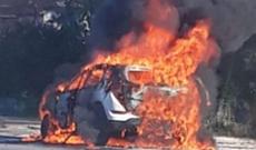 Hərəkətdə olan “Range Rover” yanıb kül oldu